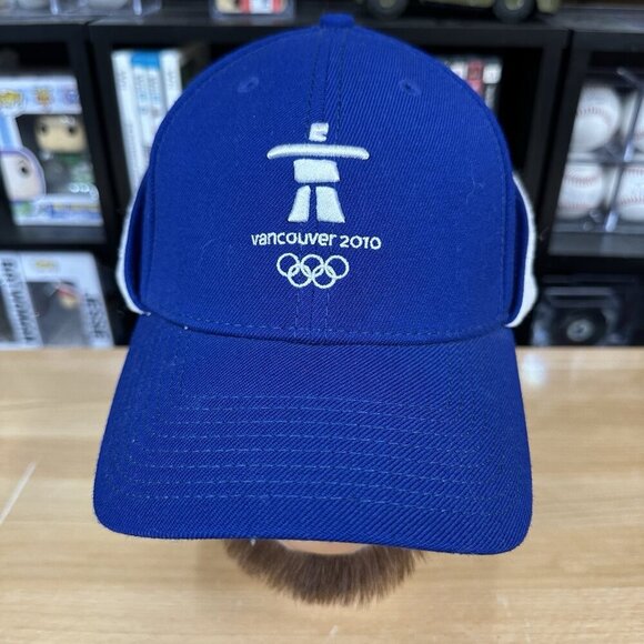 New Era Vancouver 2010 Winter Olympics Blue Baseball Cap With Ear Cover S/M - Picture 1 of 6